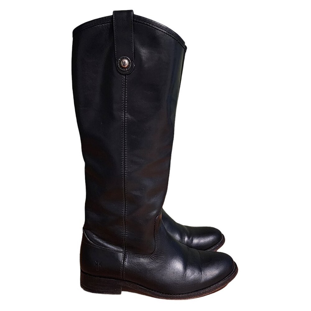 Frye Women's Melissa Button Riding Boots Equestrian Leather Boots Black sz 6